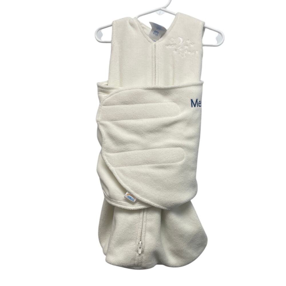 New White Fleece Halo Sleep Sack Swaddle Newborn Mercy Hospital Wearable Blanket